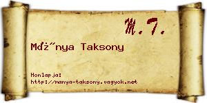 Mánya Taksony névjegykártya